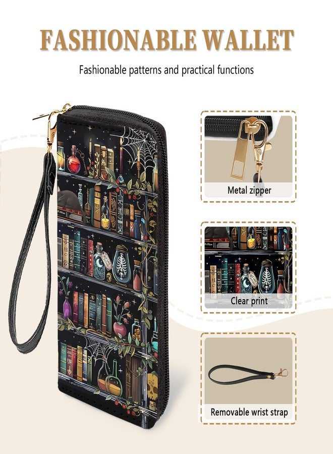 Vorruil Books Goth Gothic Womens Wallet, Wristlet RFID Blocking Wallets for Women, Ladies Purse with Zip Around Credit Card Holder and 10 Card Slots & ID Window, Travel Large Capacity Women's Clutch Organizer - Image 5